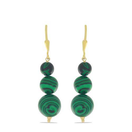 BUY NATURAL MALACHITE GOLD PLATED NUGGETS EARRING